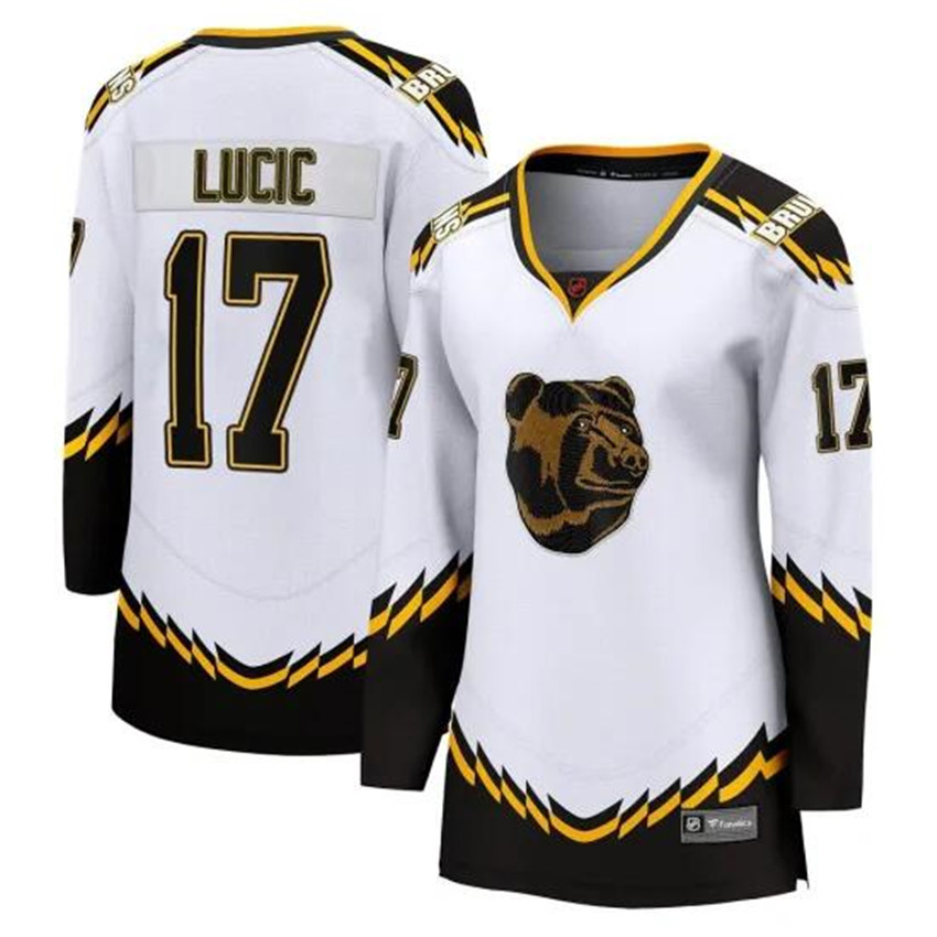 Women's White Boston Bruins #17 Milan Lucic Stitched Jersey